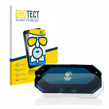 Parte frontale di una confezione del prodotto con il logo del marchio BROTECT. Accanto è raffigurato il dispositivo Yamaha MT-