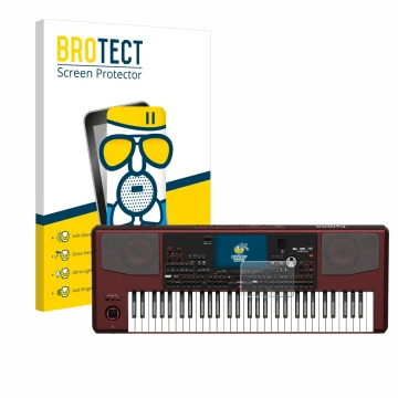 Parte frontale di una confezione del prodotto con il logo del marchio BROTECT. Accanto è raffigurato il dispositivo KORG Pa100