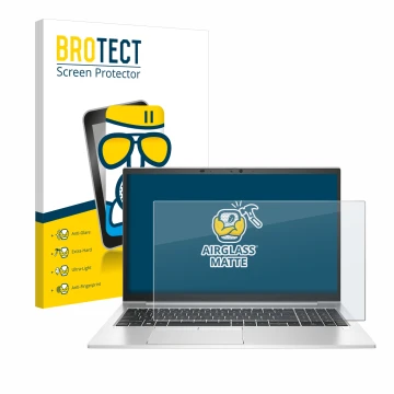Parte frontale di una confezione del prodotto con il logo del marchio BROTECT. Accanto è raffigurato il dispositivo HP EliteBo