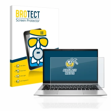 Parte frontale di una confezione del prodotto con il logo del marchio BROTECT. Accanto è raffigurato il dispositivo HP EliteBo