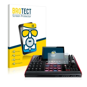 Parte frontale di una confezione del prodotto con il logo del marchio BROTECT. Accanto è raffigurato il dispositivo Akai MPC X