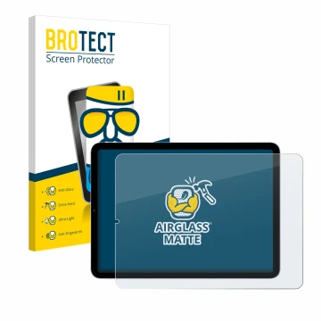 Parte frontale di una confezione del prodotto con il logo del marchio BROTECT. Accanto è raffigurato il dispositivo Apple iPad