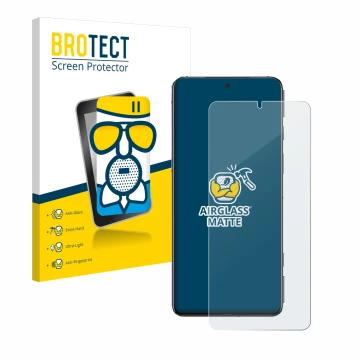 Parte frontale di una confezione del prodotto con il logo del marchio BROTECT. Accanto è raffigurato il dispositivo Xiaomi Bla