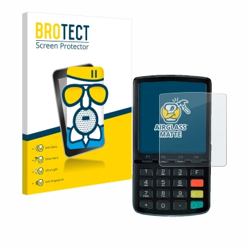 Parte frontale di una confezione del prodotto con il logo del marchio BROTECT. Accanto è raffigurato il dispositivo ingenico L