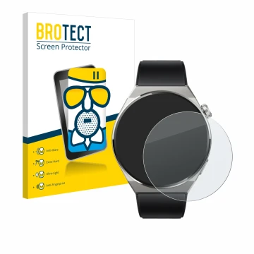 Parte frontale di una confezione del prodotto con il logo del marchio BROTECT. Accanto è raffigurato il dispositivo Huawei Wat