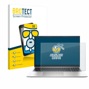 Parte frontale di una confezione del prodotto con il logo del marchio BROTECT. Accanto è raffigurato il dispositivo HP EliteBo