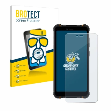 Parte frontale di una confezione del prodotto con il logo del marchio BROTECT. Accanto è raffigurato il dispositivo Hotwav T5 