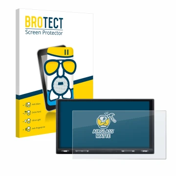 Parte frontale di una confezione del prodotto con il logo del marchio BROTECT. Accanto è raffigurato il dispositivo Sony XAV-A