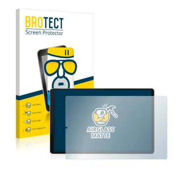 Parte frontale di una confezione del prodotto con il logo del marchio BROTECT. Accanto è raffigurato il dispositivo Lenovo Tab