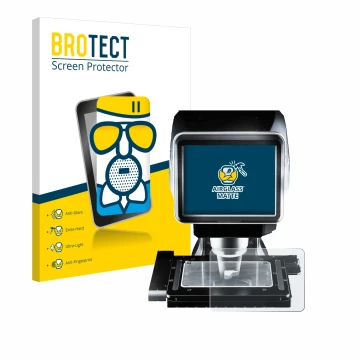 Parte frontale di una confezione del prodotto con il logo del marchio BROTECT. Accanto è raffigurato il dispositivo Keyence LM