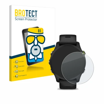 Parte frontale di una confezione del prodotto con il logo del marchio BROTECT. Accanto è raffigurato il dispositivo Garmin For