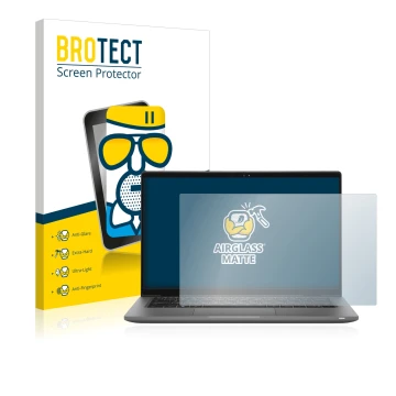 Parte frontale di una confezione del prodotto con il logo del marchio BROTECT. Accanto è raffigurato il dispositivo Dell Latit