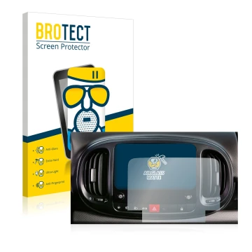 Parte frontale di una confezione del prodotto con il logo del marchio BROTECT. Accanto è raffigurato il dispositivo Fiat 500L 