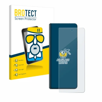 Parte frontale di una confezione del prodotto con il logo del marchio BROTECT. Accanto è raffigurato il dispositivo Samsung Ga