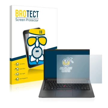 Parte frontale di una confezione del prodotto con il logo del marchio BROTECT. Accanto è raffigurato il dispositivo Lenovo Thi