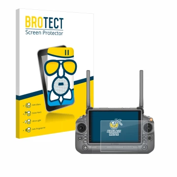 Parte frontale di una confezione del prodotto con il logo del marchio BROTECT. Accanto è raffigurato il dispositivo DJI RC Plu