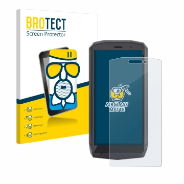 Parte frontale di una confezione del prodotto con il logo del marchio BROTECT. Accanto è raffigurato il dispositivo Cubot Pock