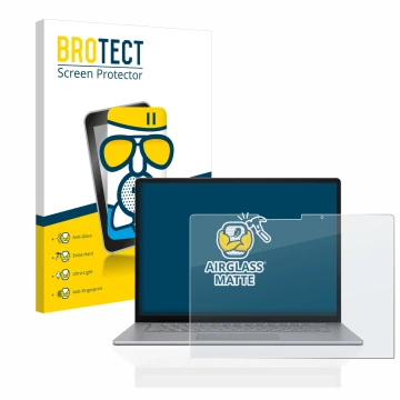 Parte frontale di una confezione del prodotto con il logo del marchio BROTECT. Accanto è raffigurato il dispositivo Microsoft 