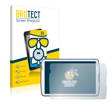 Parte frontale di una confezione del prodotto con il logo del marchio BROTECT. Accanto è raffigurato il dispositivo Zebra ET45