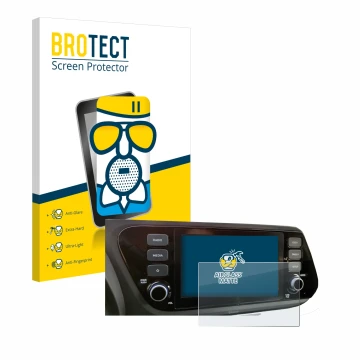 Parte frontale di una confezione del prodotto con il logo del marchio BROTECT. Accanto è raffigurato il dispositivo Hyundai i2