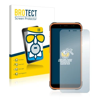 Parte frontale di una confezione del prodotto con il logo del marchio BROTECT. Accanto è raffigurato il dispositivo Ulefone Po