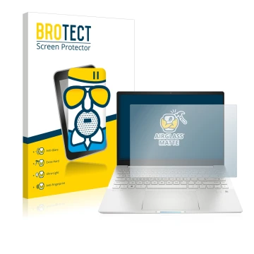 Parte frontale di una confezione del prodotto con il logo del marchio BROTECT. Accanto è raffigurato il dispositivo HP Pavilio