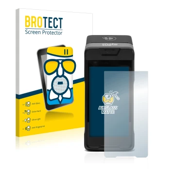 Parte frontale di una confezione del prodotto con il logo del marchio BROTECT. Accanto è raffigurato il dispositivo myPOS Carb