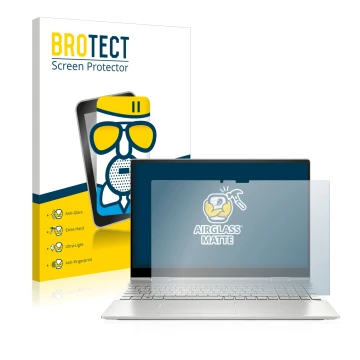 Parte frontale di una confezione del prodotto con il logo del marchio BROTECT. Accanto è raffigurato il dispositivo HP Envy x3
