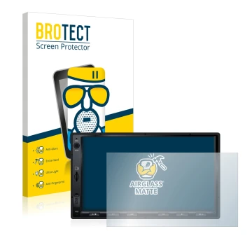 Parte frontale di una confezione del prodotto con il logo del marchio BROTECT. Accanto è raffigurato il dispositivo Atoto S8 S