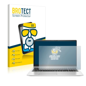 Parte frontale di una confezione del prodotto con il logo del marchio BROTECT. Accanto è raffigurato il dispositivo HP EliteBo