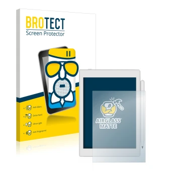 Parte frontale di una confezione del prodotto con il logo del marchio BROTECT. Accanto è raffigurato il dispositivo Boox Nova 