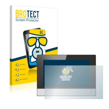 Parte frontale di una confezione del prodotto con il logo del marchio BROTECT. Accanto è raffigurato il dispositivo Hikvision 