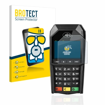 Parte frontale di una confezione del prodotto con il logo del marchio BROTECT. Accanto è raffigurato il dispositivo ingenico D