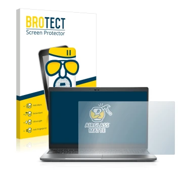 Parte frontale di una confezione del prodotto con il logo del marchio BROTECT. Accanto è raffigurato il dispositivo Dell Latit
