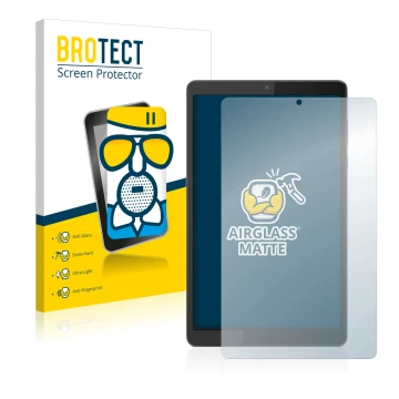 Parte frontale di una confezione del prodotto con il logo del marchio BROTECT. Accanto è raffigurato il dispositivo Lenovo Tab