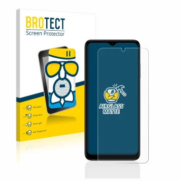 Parte frontale di una confezione del prodotto con il logo del marchio BROTECT. Accanto è raffigurato il dispositivo Nokia G22 