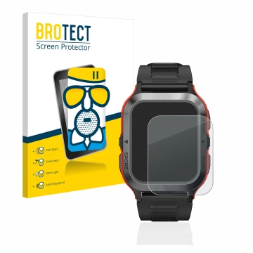 Parte frontale di una confezione del prodotto con il logo del marchio BROTECT. Accanto è raffigurato il dispositivo Kospet Tan