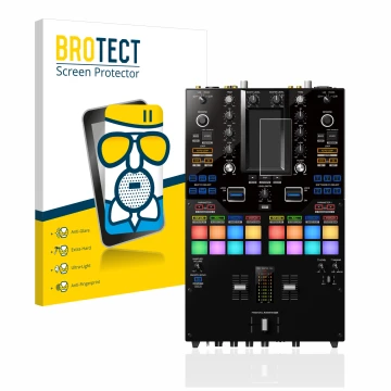 Parte frontale di una confezione del prodotto con il logo del marchio BROTECT. Accanto è raffigurato il dispositivo Pioneer DJ