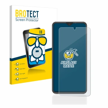 Parte frontale di una confezione del prodotto con il logo del marchio BROTECT. Accanto è raffigurato il dispositivo Beafon M6s