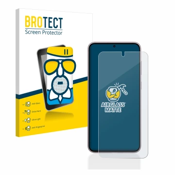 Parte frontale di una confezione del prodotto con il logo del marchio BROTECT. Accanto è raffigurato il dispositivo Samsung Ga
