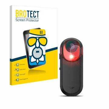 Parte frontale di una confezione del prodotto con il logo del marchio BROTECT. Accanto è raffigurato il dispositivo Garmin Var