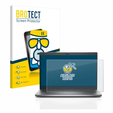 Parte frontale di una confezione del prodotto con il logo del marchio BROTECT. Accanto è raffigurato il dispositivo Dell Latit