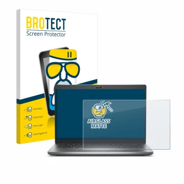 Parte frontale di una confezione del prodotto con il logo del marchio BROTECT. Accanto è raffigurato il dispositivo Dell Latit