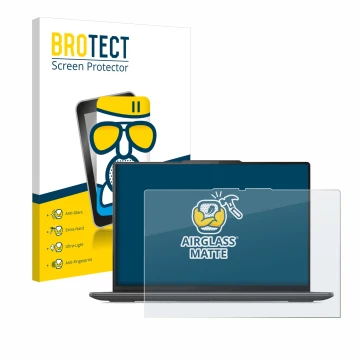 Parte frontale di una confezione del prodotto con il logo del marchio BROTECT. Accanto è raffigurato il dispositivo Lenovo Yog