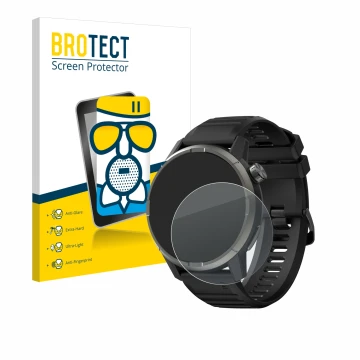 Parte frontale di una confezione del prodotto con il logo del marchio BROTECT. Accanto è raffigurato il dispositivo Kiprun GPS