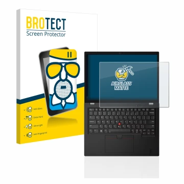 Parte frontale di una confezione del prodotto con il logo del marchio BROTECT. Accanto è raffigurato il dispositivo Lenovo Thi
