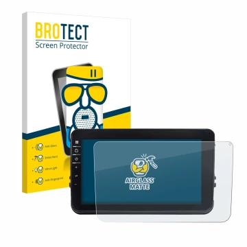 Parte frontale di una confezione del prodotto con il logo del marchio BROTECT. Accanto è raffigurato il dispositivo Dynavin D8