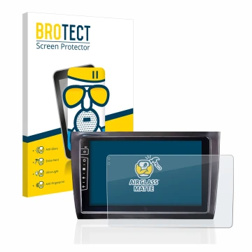 Parte frontale di una confezione del prodotto con il logo del marchio BROTECT. Accanto è raffigurato il dispositivo Dynavin D8