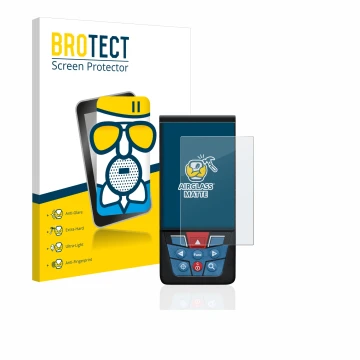 Parte frontale di una confezione del prodotto con il logo del marchio BROTECT. Accanto è raffigurato il dispositivo Bosch GLM 