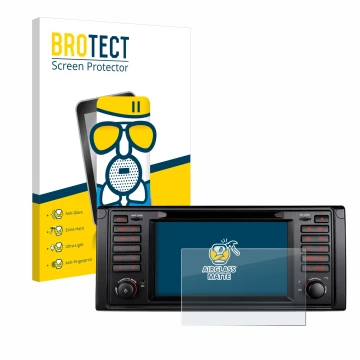 Parte frontale di una confezione del prodotto con il logo del marchio BROTECT. Accanto è raffigurato il dispositivo Xtrons IQ7